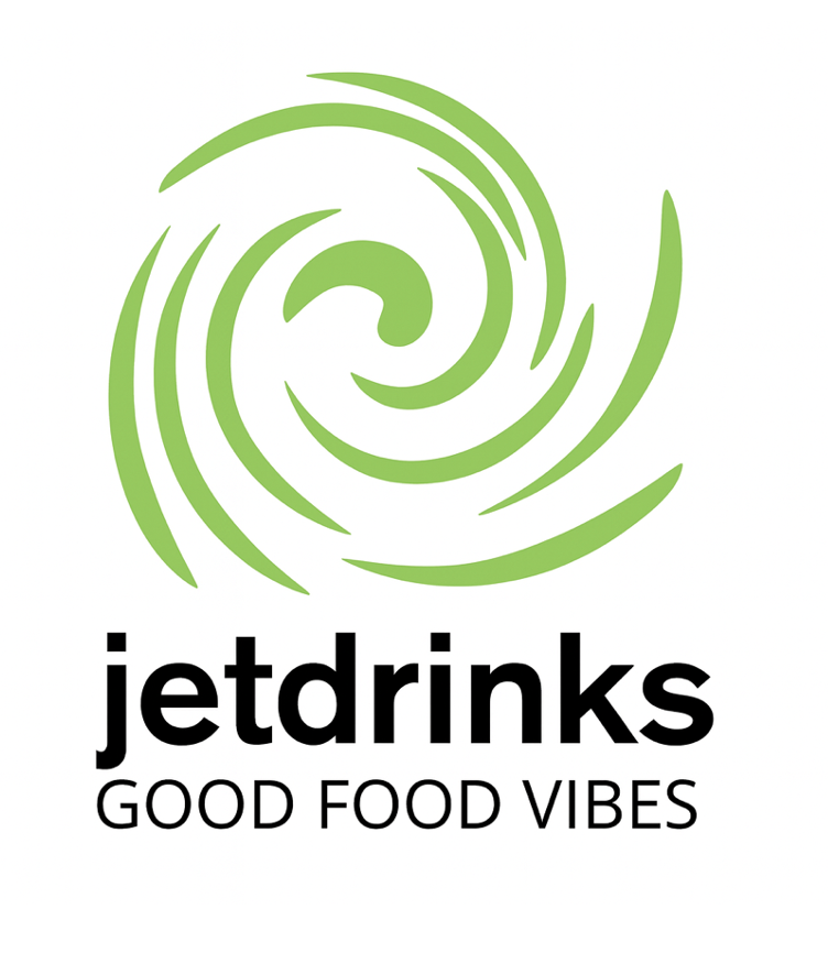 JetDrinks logo. Met eronder tekst 'Good food vibes'